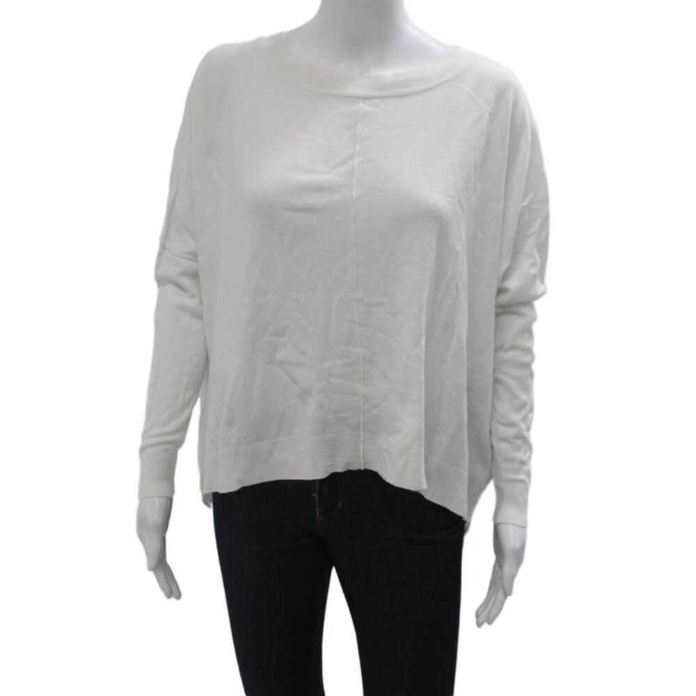 Gab kate Women White Classic Pullover Sweater Long Sleeve Round Neck Size M